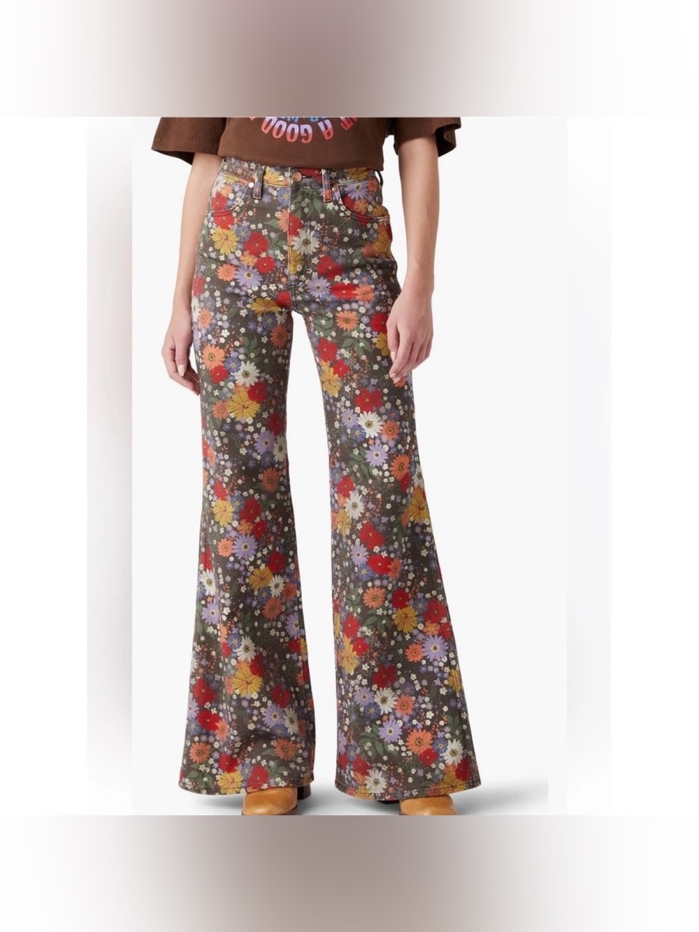 Wrangler Women Blooms Wanderer 622 High Rise/Flare Jeans Sz.27x32,5” Boho Hippie